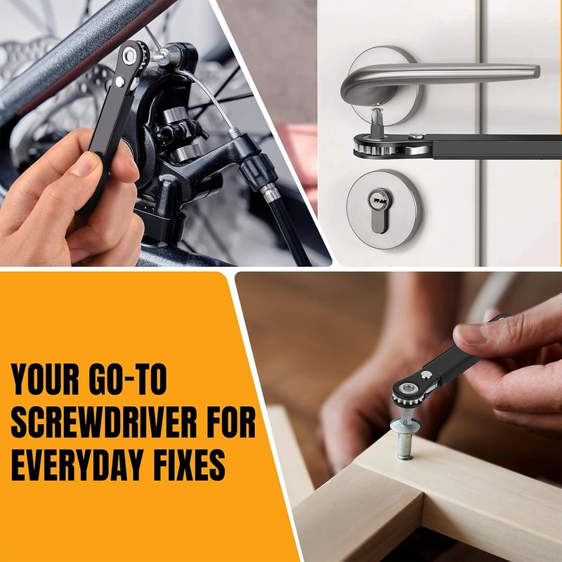 NewFation Ratcheting Screwdriver Men Gifts-Right Angle Screwdriver For Tight Space Cool Gadget EDC Gear Gift For Men Him Dad Husband - Image 4